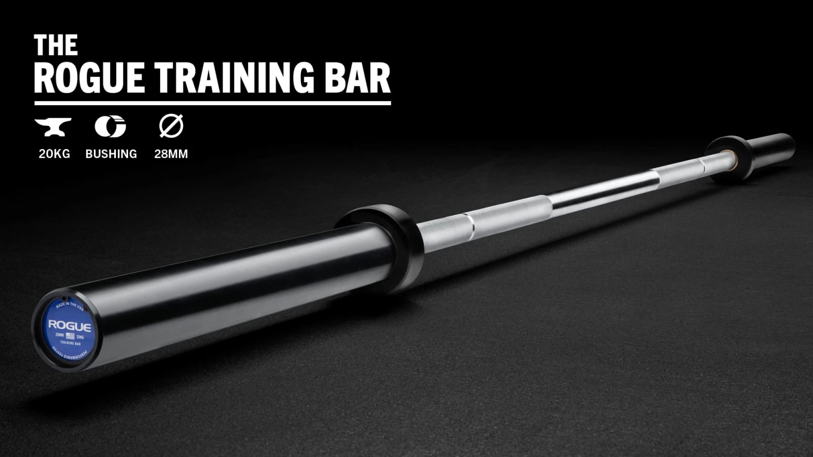 Rogue Fitness 28MM Rogue Training Bar (Stainless Shaft / Black Sleeve) 3 Rogue Fitness 28MM Rogue Training Bar (Stainless Shaft / Black Sleeve)