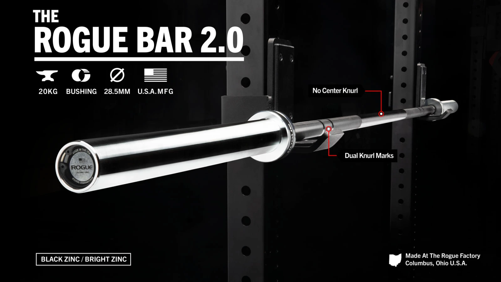 Rogue Fitness The Rogue Bar 2.0 - Black Zinc 3 Rogue Fitness The Rogue Bar 2.0 - Black Zinc