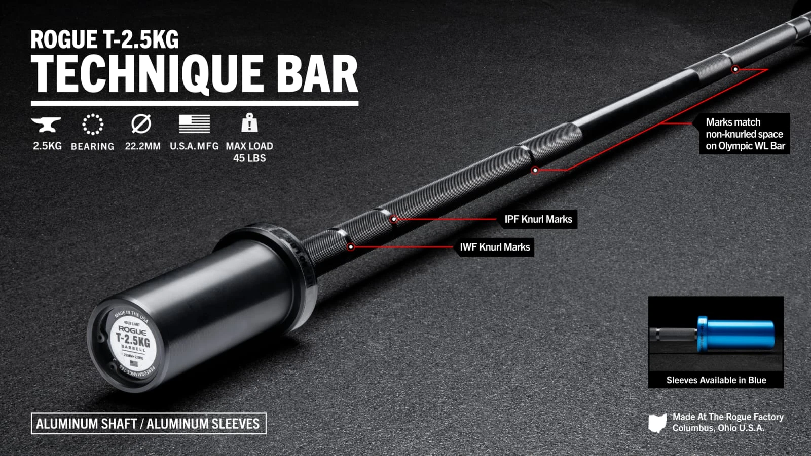Rogue Fitness Rogue T-2.5KG Technique Bar 3 Rogue Fitness Rogue T-2.5KG Technique Bar